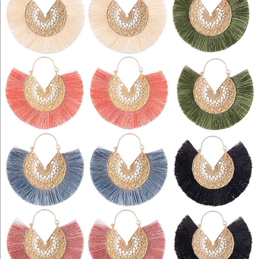 2/$15 Flirty White, Boho Chic, Fringe Earrings - Picture 2 of 4